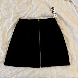 Never worn BDG Urban Outfitters black stretch denim full zip front moto skirt